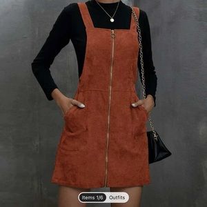Rust brown overall dress